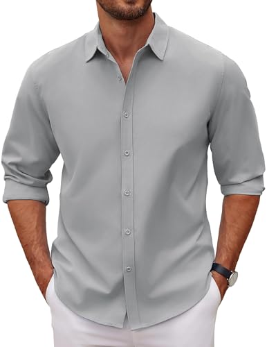 Chemise manches longues homme COOFANDY décontractée mariage été plage chic