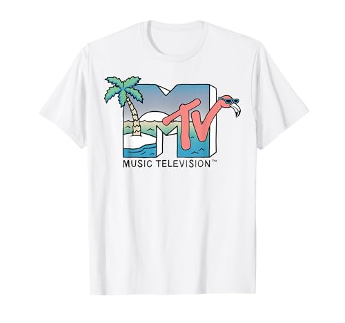 MTV Beach Island Flamingo Logo Vintage Graphic T-Shirt T-Shirt