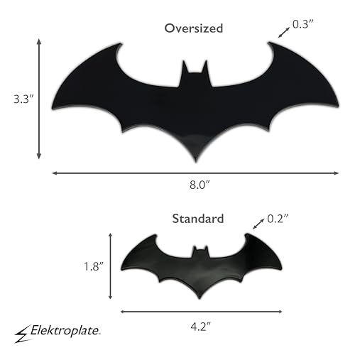 Image of Elektroplate Officially Licensed Batman Oversized Blackout Acrylic Automotive-Grade DC Comics Superhero Emblem for Cars, Trucks, and All Auto | Universal Fit at 8 inch x 3.3 inch | Weatherproof
