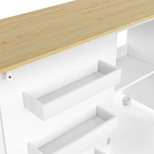 Table de couture pliable à roulettes meuble pour machine à coudre avec 4 étagères - vue 7
