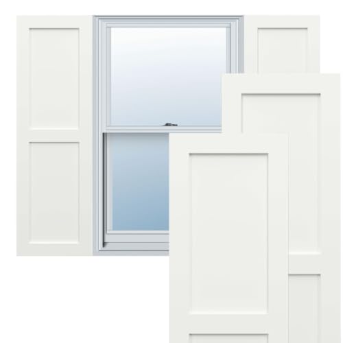 Ekena Millwork 18"W x 40"H True Fit PVC Two Equal Flat Panel Shutters, Unfinished (Per Pair - Hardware Not Included)