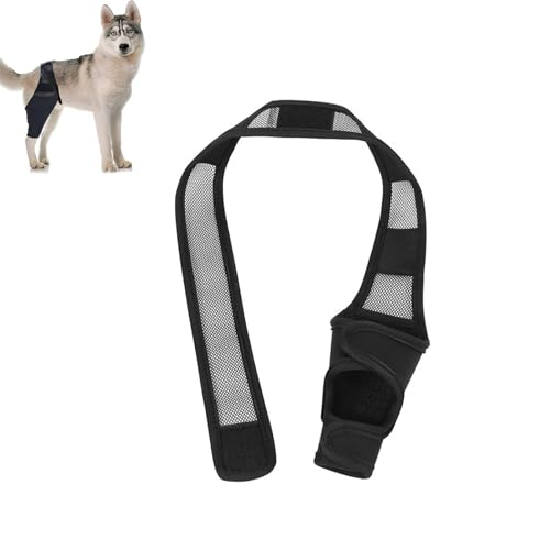 HSUYUN XL Leckschutz Hund Hinterbein, Verstellbar Leckschutz Hinterbein Hund, Schwarz Hunde Kniebandage Hinterbein, für Unterstützung und Schutz der Vorder- und Hinterbeine von Hunden