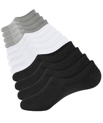 CLOSEMATE 6 Pares Calcetines Invisibles Pinkies Hombre Mujer Verano Tobilleros de Algodón Transpirables Cortos Antideslizantes Silicona Bajos 2Negros2Blancos2Gris S