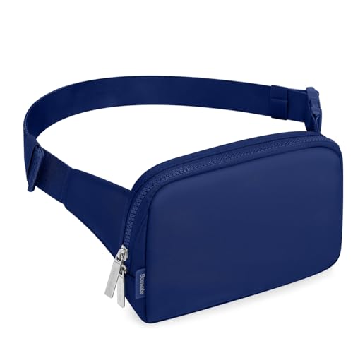 Bomvabe 2L Everywhere Belt Bag for Women Men, Large Fanny Pack with Adjustable Strap 55", Waist Bag with Multiple Pockets, Crossbody Bag Water-resistant for Travel Gym Sports Running Hiking, Blue