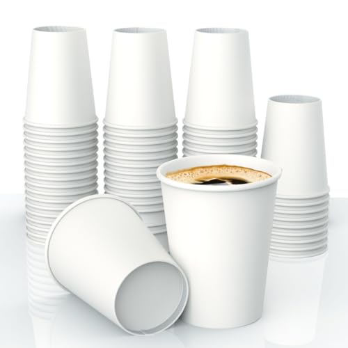 Lakesstory 50 Pcs 8 Oz Disposable Paper Cups, Hot and Cold Beverage Drinking Cup for Coffee, Water, Juice for Party, Picnic, Travel and Events
