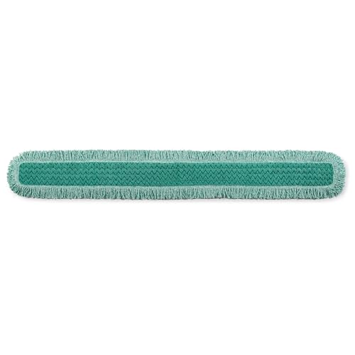 Image of Rubbermaid Commercial Products HYGEN 60 inch Microfiber Dust Pad with Fringe, Green, For Janitorial /Professional Cleaners and Heavy-Duty industrial Cleaning /Dusting /Sweeping