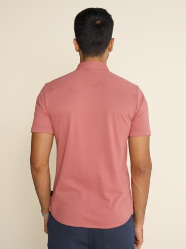 Image of DaMENSCH Men's Constant All-Degree Half Sleeve Regular fit Shirt, Pique Textured, Thermoregulating Cotton Blend, Recycled Fabric Shirts Stylish