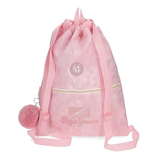 Pepe Jeans Holi Mochila Saco Con Cremallera Rosa 35x46 cms Poliéster