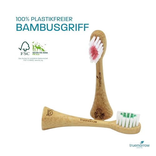 truemorrow Nachhaltige Ersatzbürsten aus Bambus für Philips Sonicare Kids Schallzahnbürste | 2er Set | plastikfreier biologisch abbaubarer Griff | vegan | Weiche Borsten – Bild 4