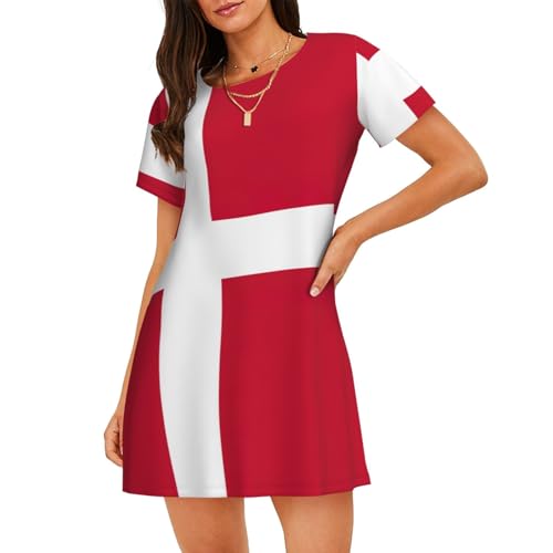 Robe de nuit légère motif drapeau danois coupe ample manches courtes