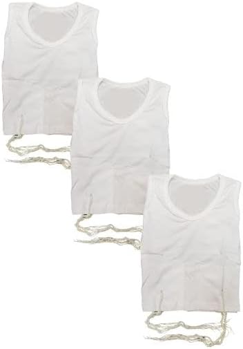 Judaica Place 3 Piece Bundle - Keter PerfTzit Undershirt Tzitzis Sefardi Meyuchad Size 18 – 3 Pack White