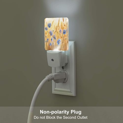 Image of Spring Flowers Watercolor LED Plug-in Night Light 2-Pack, Auto Sensor Nightlights Set of 2 for Bedroom Bathroom Corridors