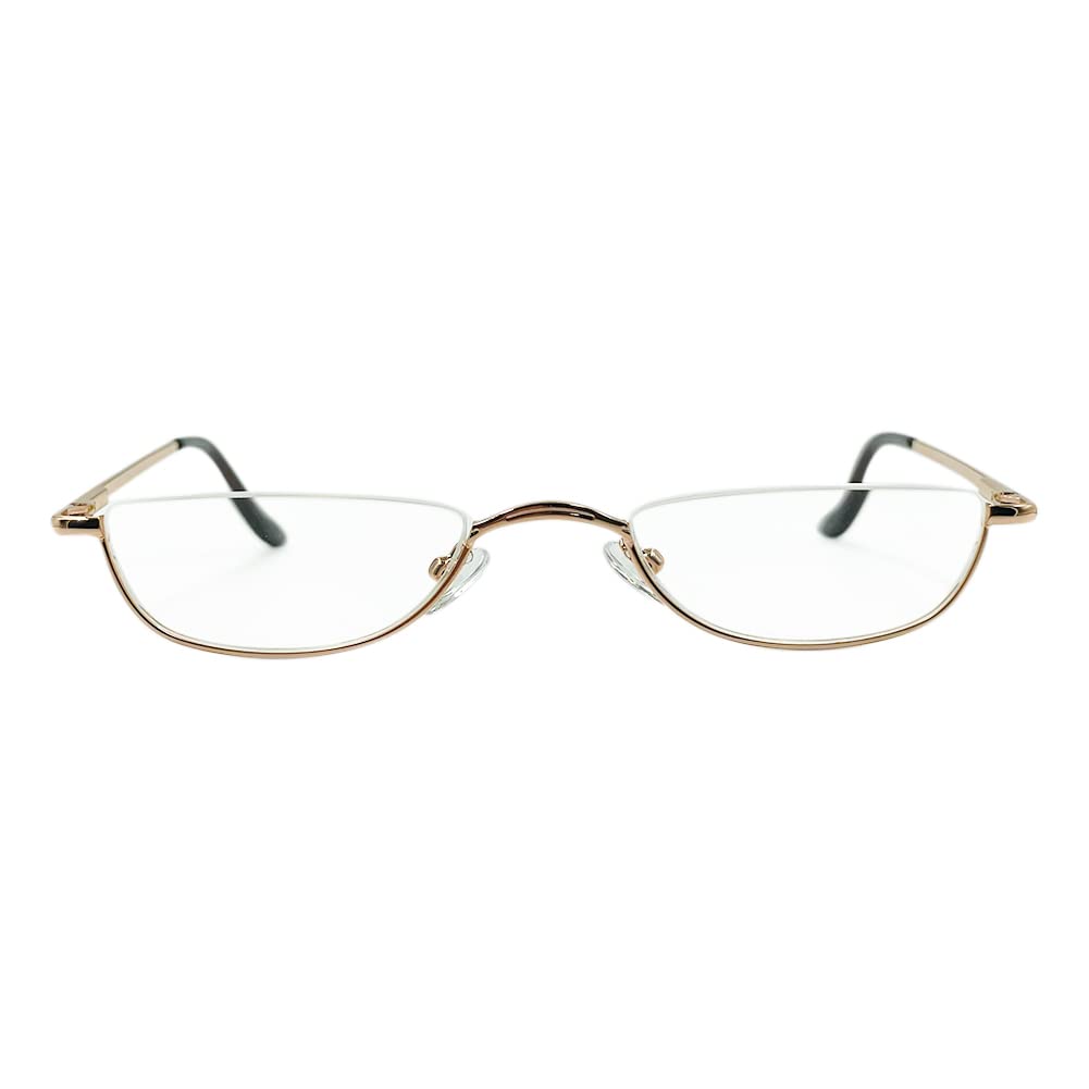 SEIUKS Half Moon Half Frame Slim Reading Glasses Metal Frame with Spring Hinges Eyewea for Men Women gold 150