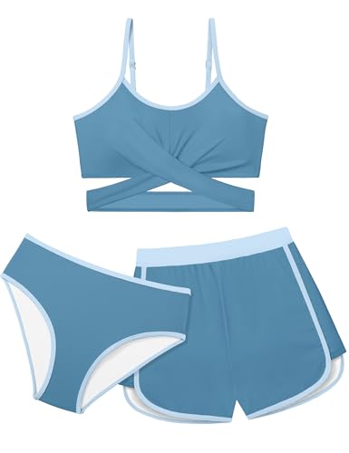 Image of Queenstyle Girls Swimsuits Bikini Set Kids Cutout Bathing Suit Bikini Top Two Piece Girls' Swimwear
