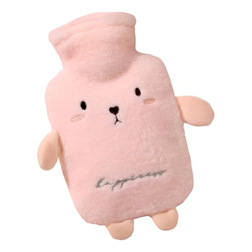 Surakey Hot Water Bottle - Hand Foot Warmer Hot Water Bag with Cute Cartoon Character Plush Cover - Thickened Hot Water Bag Plush Hot Water Bag Cartoon Hot Compress Hand Warmer (Pink 1000ML)