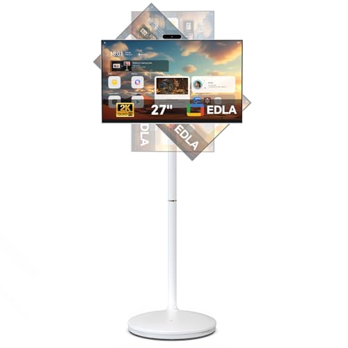 Dornium 27 Zoll FHD Smart Portable TV | Touchscreen-Monitor auf Rädern | EDLA-Zertifiziert & Android 13 | 8+128 GB Speicher | 10 000 mAh Akku | 90Rotation | Abnehmbare Kamera