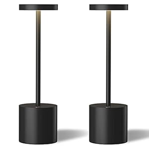 LED Cordless Table Lamps Set of 2,Portable Rechargeable 5000mAh Outdoor Table Lamp,3 Color Stepless Dimming Battery Powered Lamp, Table Light for Dinner/Patio/Restaurant/Bedroom.(Black)