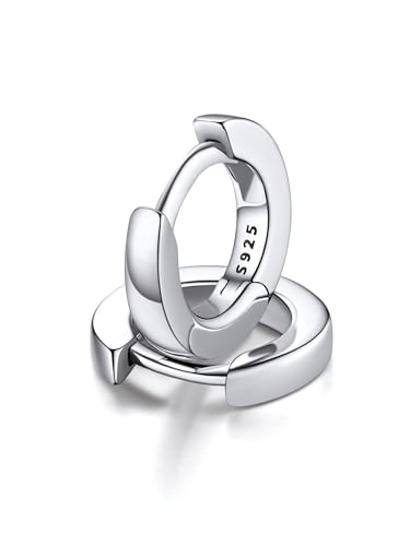 FaithHeart Aros Plata de Ley 925 Mujer Pendientes Aros Pequeños Oro Blanco 6mm Pendientes Minimalista Piercing Oreja Regalo Madre Pareja
