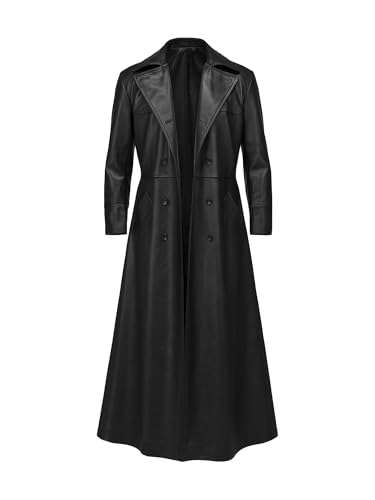 Photo de A&M Express Manteau long gothique noir corbeau pour homme – Eric simili cuir costume d'Halloween Trench Coat, Noir , XL