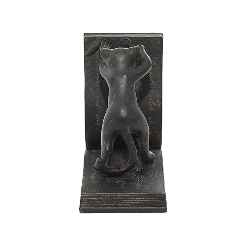 Deco 79 Polystone Cat Reading Bookends, Set of 2 7"H, 6"W, Black, Multicolored, 7" x 6" - Image 4