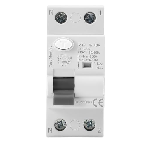 Interrupteur différentiel super immunisé SI 40 A 300 mA, 2P, classe A et 6 kA.