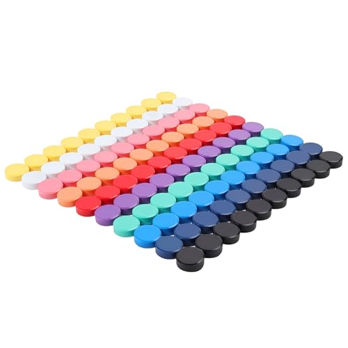 QOJOPU Fridge Magnets, 100 Pack 10 Colors Small Strong Heavy Duty Magnets, Mini Cute Funny Round Refrigerator Magnets for Whiteboard, Crafts, Fridge, Locker, Kitchen, School, Classroom, Office, Home