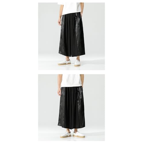 Seidarise Men's Pants Straight Baggy Wide Leg Stretch Elastic Waist Drawstring Relaxed Fit Trousers Pant4