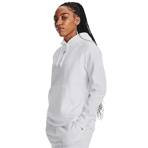 Hoodie Under Armour femme Rival Fleece blanc et noir grande taille vêtement sport