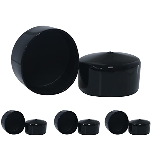 Image of Acocony 2 1 /4 Inch Rubber Cap (57.15 mm) Round Black Pack of 8 | 2.25 inch PVC Rubber End Caps Dustproof, Protective & Aesthetic Flexible Covers for Tubing, Pipes, Poles, Bolts & More