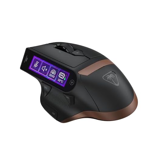 Turtle Beach Command Series MC7 Wireless Gaming-Maus - mit integriertem Touchscreen-Display, echte 8K-Abrufrate, optischer Owl-Eye-Sensor mit 30.000 DPI, Titan Optical Switches, Ladestation