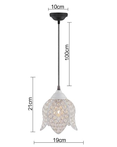 Image of Lotus Crystal Pendant Light Modern Ceiling Fixture, Stylish Home Decor, Warm White, Living Room, Bedroom, Contemporary Design, Decorative Crystal Chandelier (White)