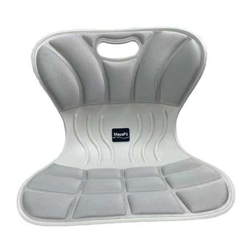 MayaFit Ergonomic Lumbar Support Cushion, Silver, 460mm x 440mm x 340mm, Large, for Office Chairs & Car Seats, Posture Correction, Pregnancy Comfort,110-300 lbs Capacity