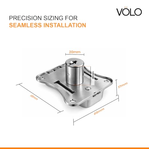 Image of Volo Heavy-Duty Stainless Steel Cabinet Lock - Secure Lock for Cupboards, Drawers, Wardrobes & Almirahs (20mm) for Home & Office Use