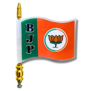 DASHDYNAMO BJP Car Bonnet Flag 3D Curve Design Car Flag Rod/Corner Rod/Car Stand-image-3