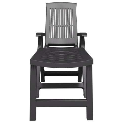 Chaise longue de jardin dossier réglable multi-position transat pliable anthracite - 5