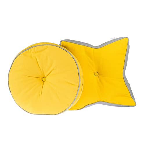 Coussin de sol rond jaune et gris Ø 43 cm pour assise confortable