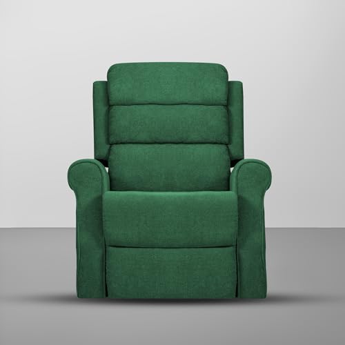 Image of CASALIVING Avalon Comfy Fabric Single Seater Recliner Chair, Recliner Sofa for Relaxing, Recliner Chair for Home Relax (Green) | Premium Fabric Sofa