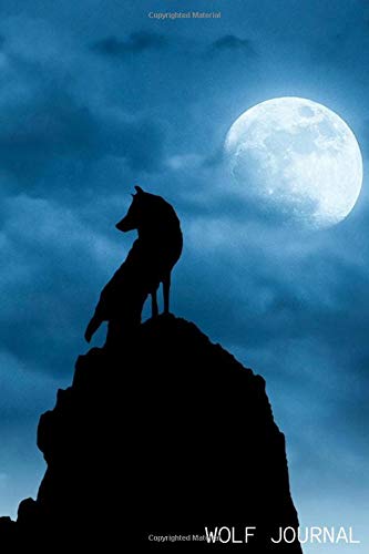 Wolf Journal: 6x9 Lined Journal For Writing Down Notes, Thoughts, Diary, Notebook (Cloudy Full Moon Wolf Book)