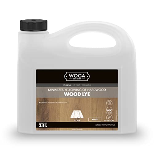 WOCA Denmark Wood Lye – Scandinavian Light Wood Stain for Whitewashing & Driftwood Effect – White, 2.5L – Reduces Yellowing on Indoor Wood