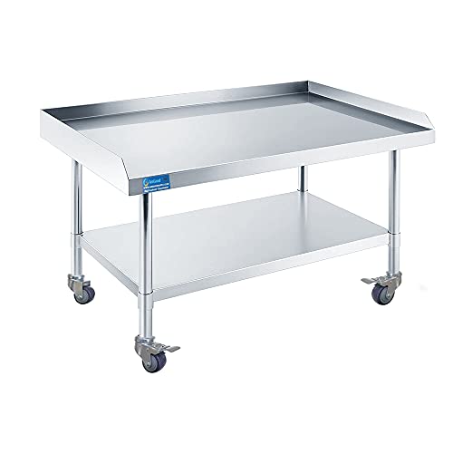 Stainless Steel Rolling Equipment Stand with Wheels – Mobile Utility Table for Commercial Kitchen, Bakery, Restaurant – Locking Casters – NSF Certified (24 x 48)