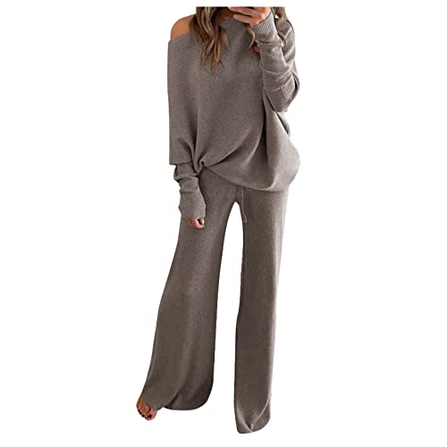 La Mejor Selección de Twin-sets para Mujer los mejores 10. 41 Conjunto deportivo dos piezas para mujer, chándal entrenamiento, pantalón largo tejido punto, ropa descanso cómoda Sueteres Twin-sets