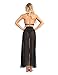 winying Womens Sheer Mesh Chiffon Side Split Beach Swimsuit Cover Up Flowy Maxi Skirt Black Large