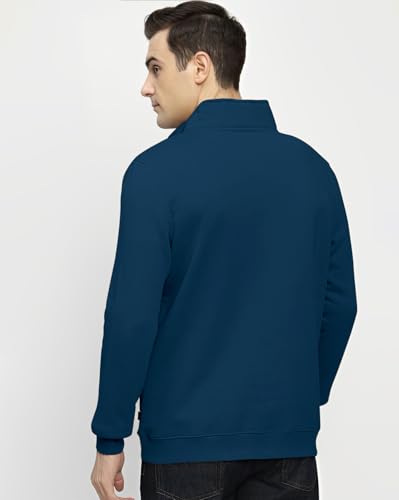Image of AUSK Mens Sweatshirt with Neck Zipper || Full Sleeve Polo Collar Jacket for Winter wear Fleece Fabric Sweatshirt for Man