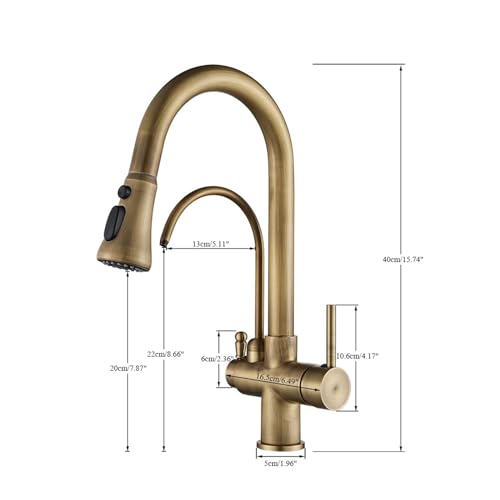 Robinet de cuisine extractible avec douchette et bec pivotant double commande - 5