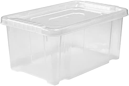 Useful Plastic Storage House Moving Container Boxes Sizes 12L, 20L, 27L, 32L, 55L & 80L for Garage, Bedroom, Living room - Multipurpose Plastic Storage Box (80 Litre, 2 Containers With Lids)