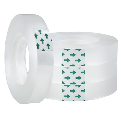 4 Sellotape Refills for Dispenser Small Cellotape Rolls Mini Invisible Sticky Tape Clear Packing Tape Rolls Transparent Strips for Sealing Gifts Wrap Home Office School Christmas (12mm x 50m)