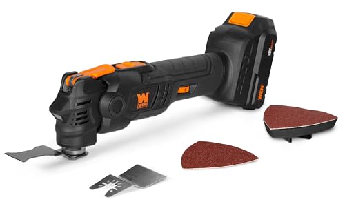 WEN 20V Max Cordless Brushless Variable Speed Multi-Function Oscillating Tool with Anti-Vibration System, Accessories, 2.0Ah Li-Ion Battery, and Charger (20936)