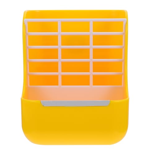 PRETYZOOM Mangeoire 2-en-1 pour Lapin Râtelier à Foin et Bol Alimentaire en Plastique Jaune, Design Compact et Stable pour Cage à Lapin, Accessoire Indispensable pour Petits Animaux
