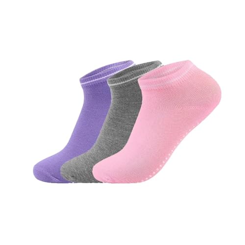 LVCHAO 3 pares de calcetines de yoga para mujer, antideslizantes, tiras, vendaje, algodón, pilates, barra, ballet, baile, entrenamiento descalzo, Bofu-21, EU33-39