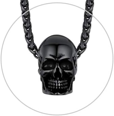 Richsteel Skeleton Skull/Devil/Hannya Pendant Necklace for Men Women, 316L Stainless Steel, Halloween Cool Necklace, Resizable Chain
